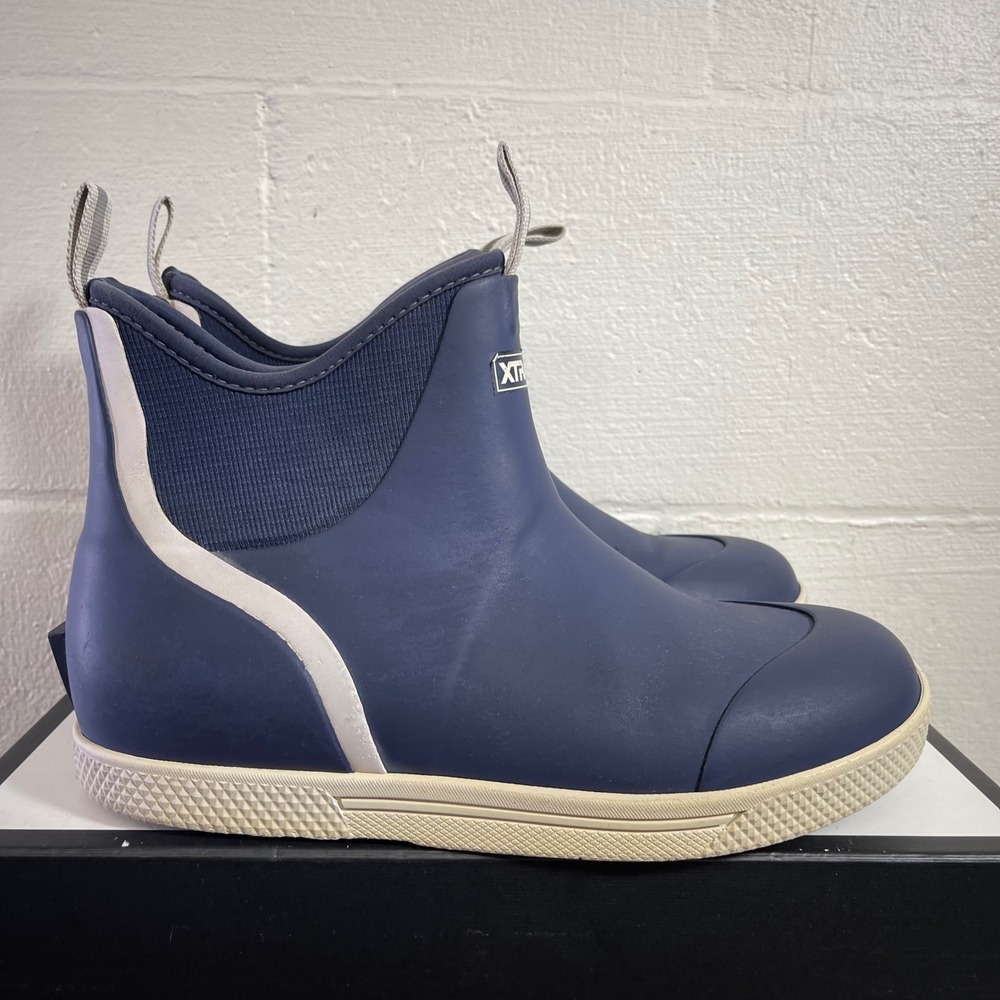 XTRATUF Wheelhouse 6" Ankle Deck Boots Navy Blue Pull On Men's 10.5 US